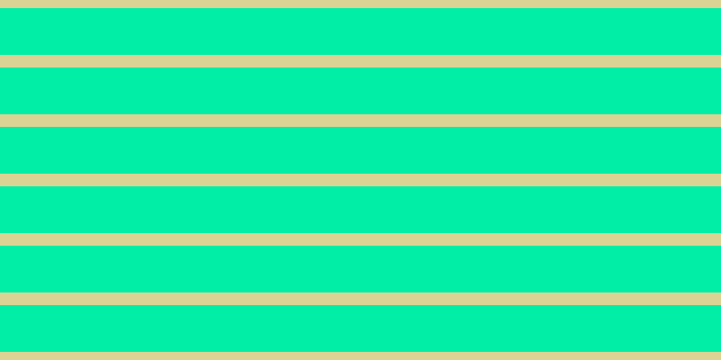 #01eea6, #dbd393 horizontal lines, fourteen pixels wide, fifty-two pixels apart