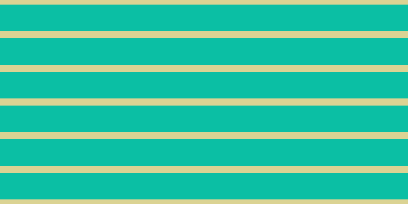 #0bbfa4, #dbd393 horizontal lines, fourteen pixels wide, fifty-two pixels apart