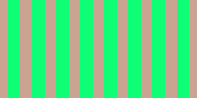 #0eff76, #caa393 vertical lines, forty-six pixels wide, fifty-two pixels apart