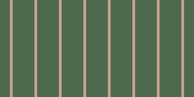 #4e6a4e, #caa393 vertical lines, eleven pixels wide, ninety pixels apart