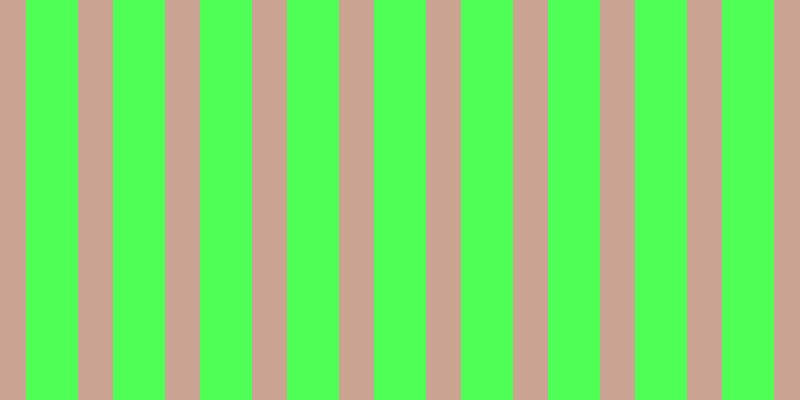 #50ff55, #caa393 vertical lines, thirty-five pixels wide, fifty-two pixels apart