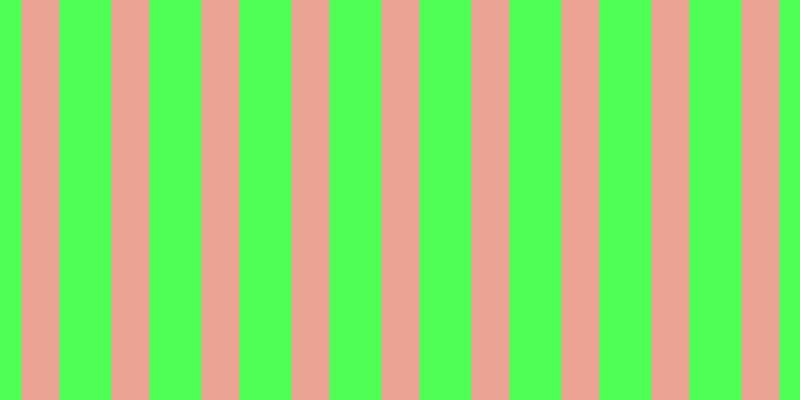 #50ff55, #eba393 vertical lines, thirty-eight pixels wide, fifty-two pixels apart