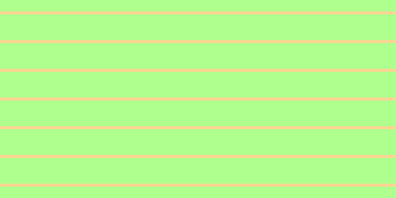 #aeff8d, #fcd393 horizontal lines, six pixels wide, fifty-two pixels apart