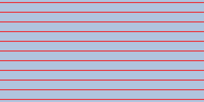Light steel blue, Red horizontal lines, three pixels wide, thirty-five pixels apart