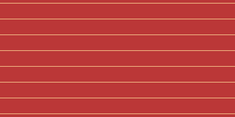#bb3737, #fcd393 horizontal lines, two pixels wide, fifty-two pixels apart
