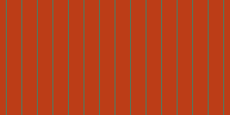 #bc3d17, #04a393 vertical lines, two pixels wide, fifty-two pixels apart