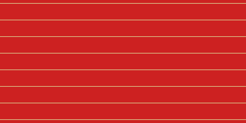 #cd2121, #dbd393 horizontal lines, two pixels wide, fifty-two pixels apart