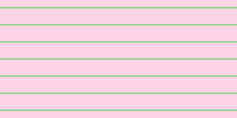 #fdd4e6, #99d393 horizontal lines, six pixels wide, fifty-two pixels apart