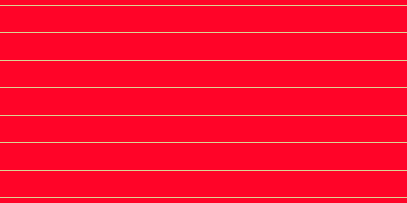 #ff0428, #dbd393 horizontal lines, two pixels wide, fifty-two pixels apart