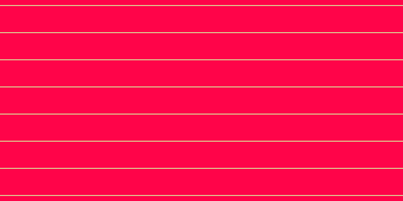 #ff0449, #dbd393 horizontal lines, two pixels wide, fifty-two pixels apart