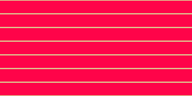 #ff0449, #dbd393 horizontal lines, five pixels wide, fifty-two pixels apart