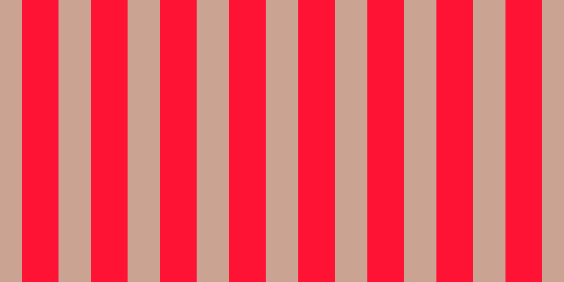 #ff1334, #caa393 vertical lines, forty-six pixels wide, fifty-two pixels apart