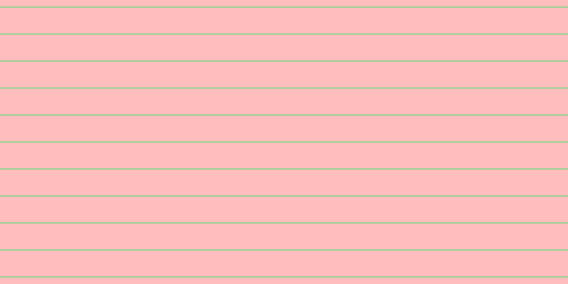 #ffbdbd, #99d393 horizontal lines, two pixels wide, thirty-six pixels apart
