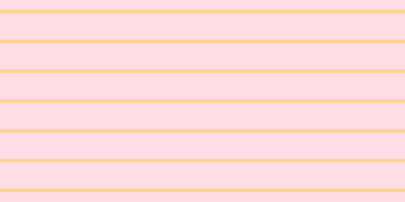 #ffbdce (50%), #fcd393 horizontal lines, seven pixels wide, fifty-two pixels apart